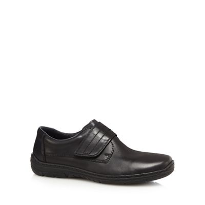 Black leather rip tape slip-on shoes